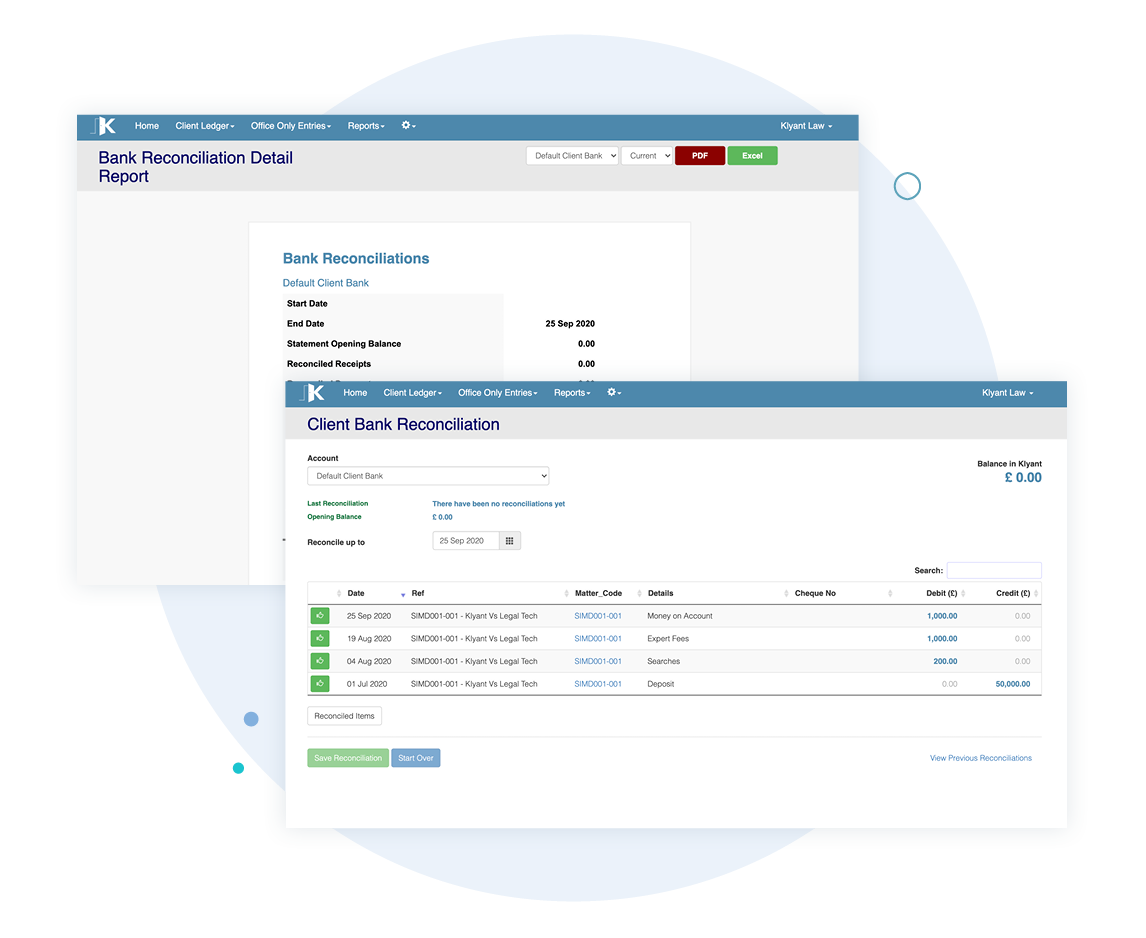 Reconcile the Client Account with the same process you use for your business accounts.